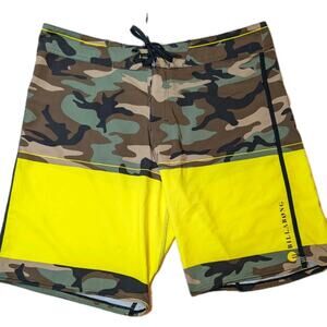 Men's Billabong Platinum PX2 Camo Neon Yellow Board Shorts Surf Swim 36